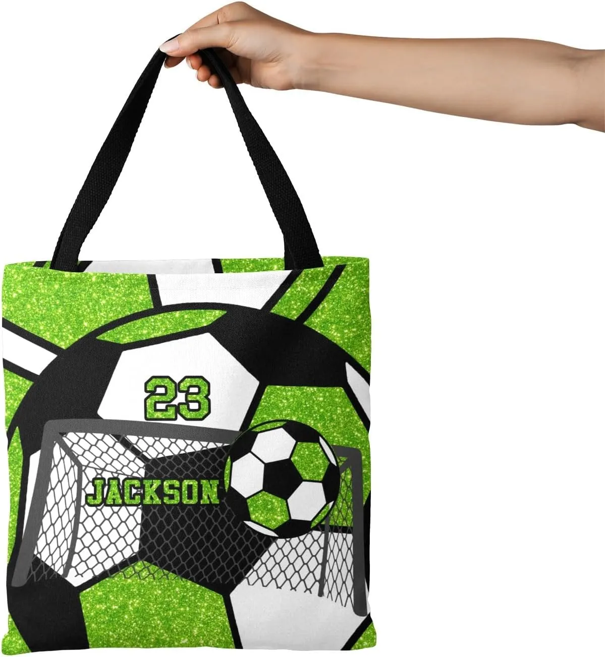 Personalized Name Gym Sport Soccer Ball Red Handbag Gift Bags Christmas Treat Bags for Holiday Party Gift Bags