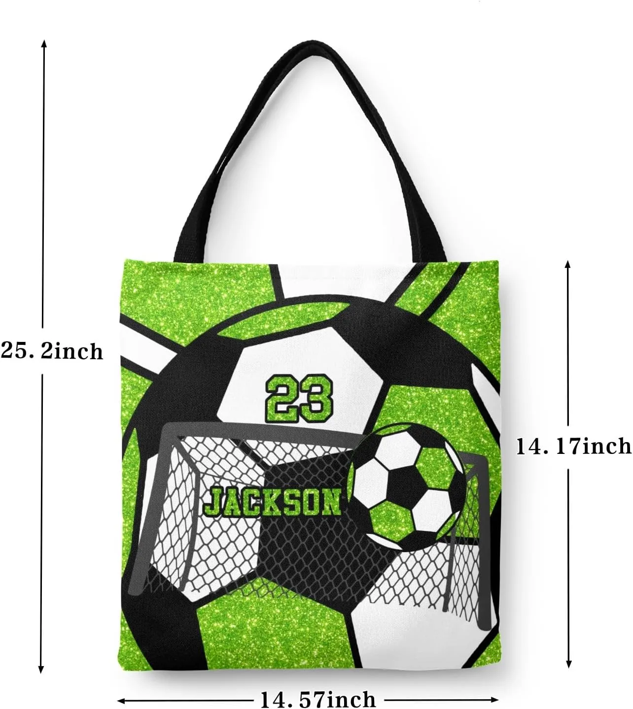 Personalized Name Gym Sport Soccer Ball Red Handbag Gift Bags Christmas Treat Bags for Holiday Party Gift Bags