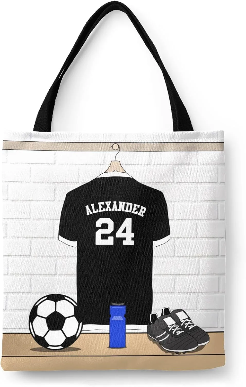 Personalized Name Soccer Sport Player Jersey Navy Handbag Gift Bags Christmas Treat Bags for Holiday Party Gift Bags