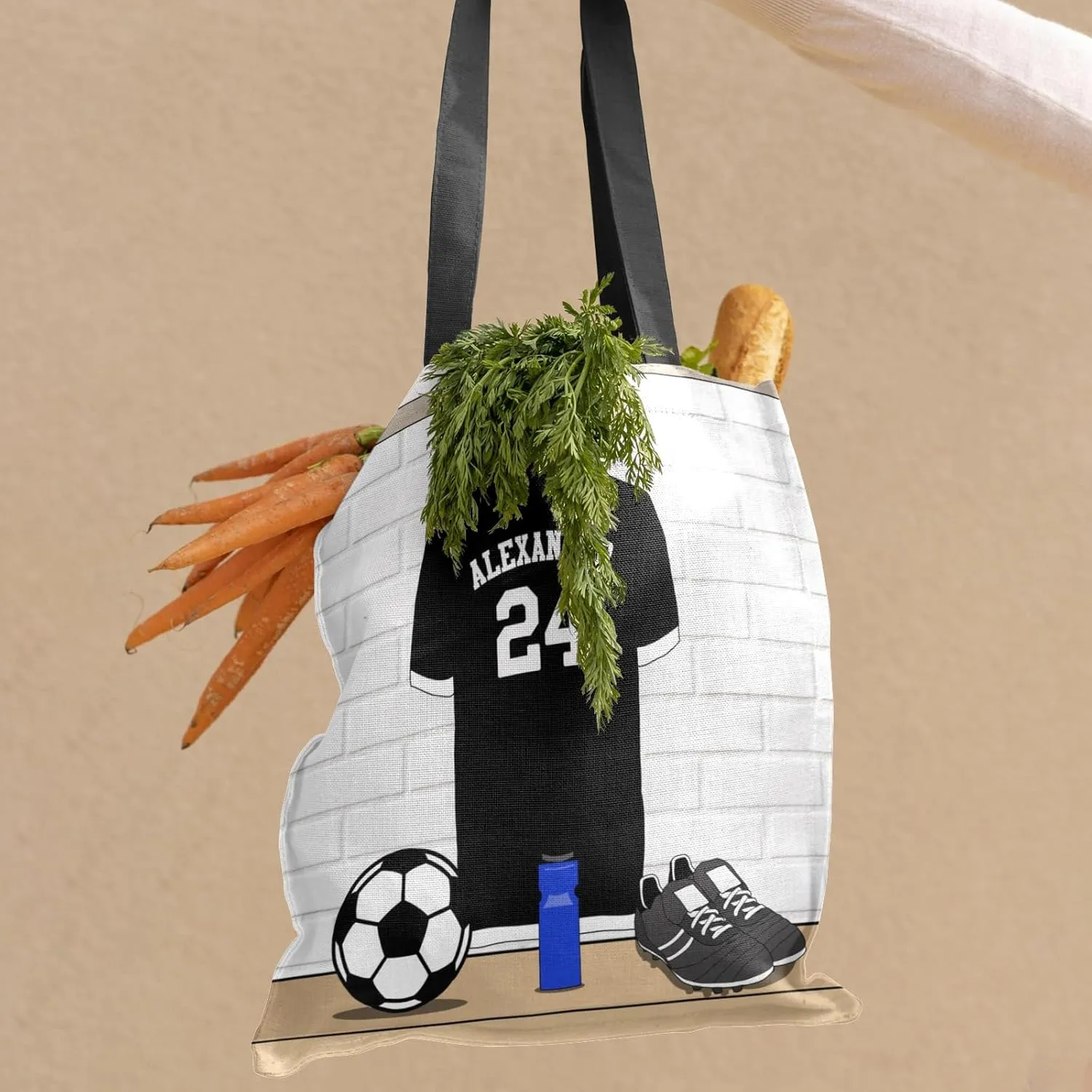 Personalized Name Soccer Sport Player Jersey Navy Handbag Gift Bags Christmas Treat Bags for Holiday Party Gift Bags