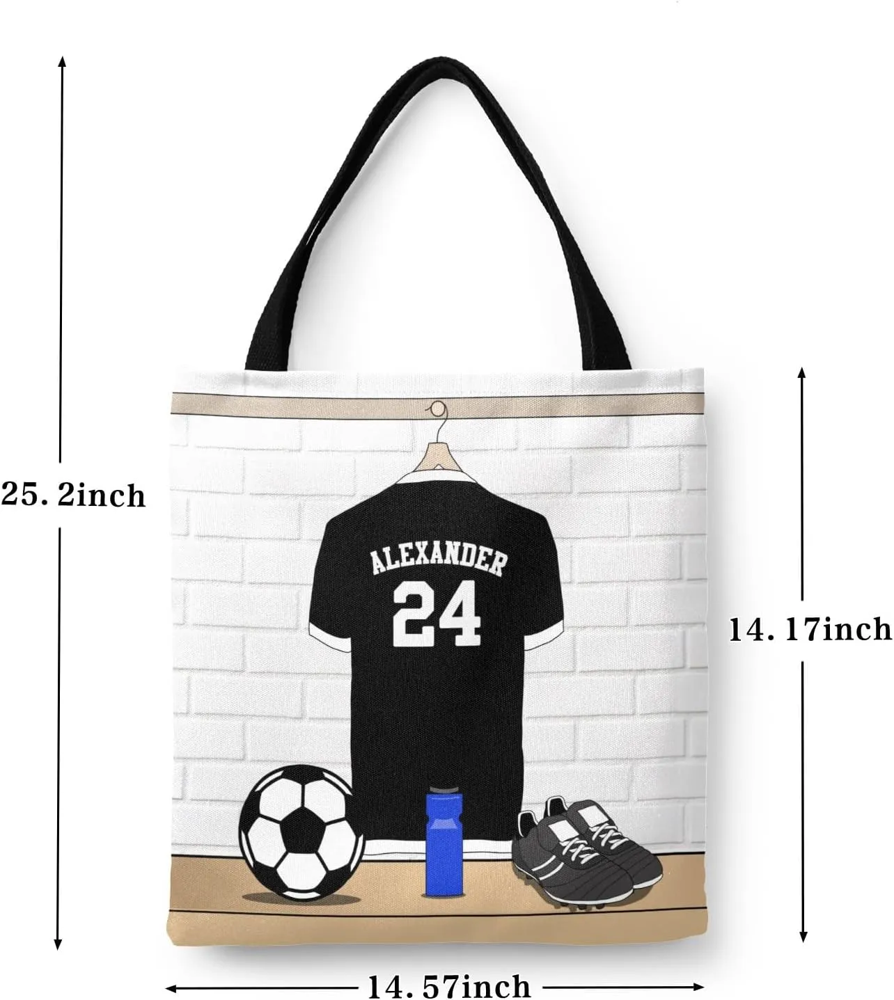 Personalized Name Soccer Sport Player Jersey Navy Handbag Gift Bags Christmas Treat Bags for Holiday Party Gift Bags