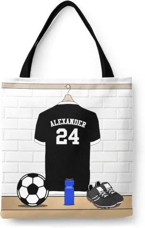 Personalized Name Soccer Sport Player Jersey Navy Handbag Gift Bags Christmas Treat Bags for Holiday Party Gift Bags