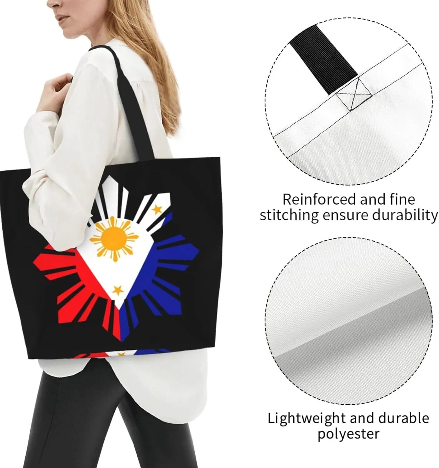 Philippine Sun Flag Women's Tote Bag Large Capacity Single Shoulder Bags Handbag for Shopping Work