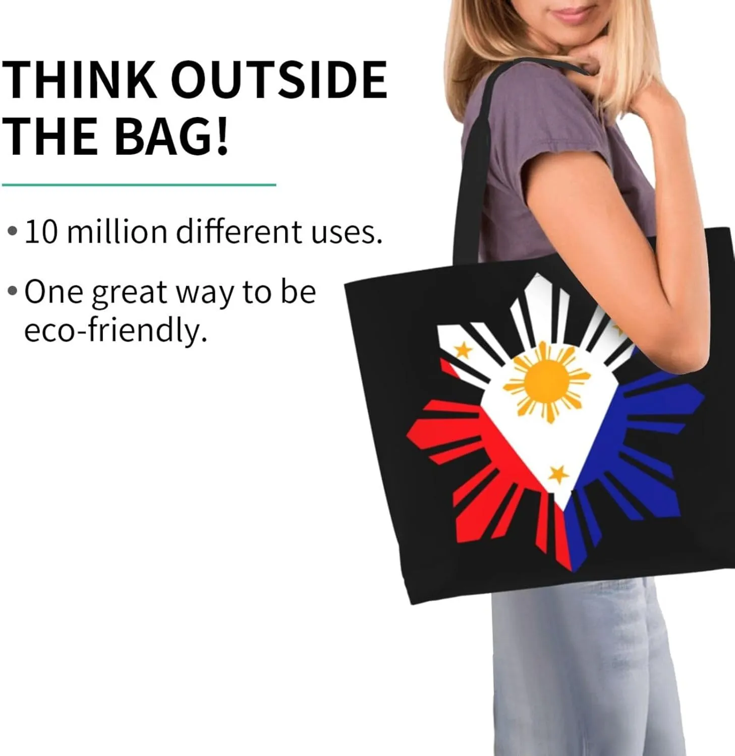 Philippine Sun Flag Women's Tote Bag Large Capacity Single Shoulder Bags Handbag for Shopping Work