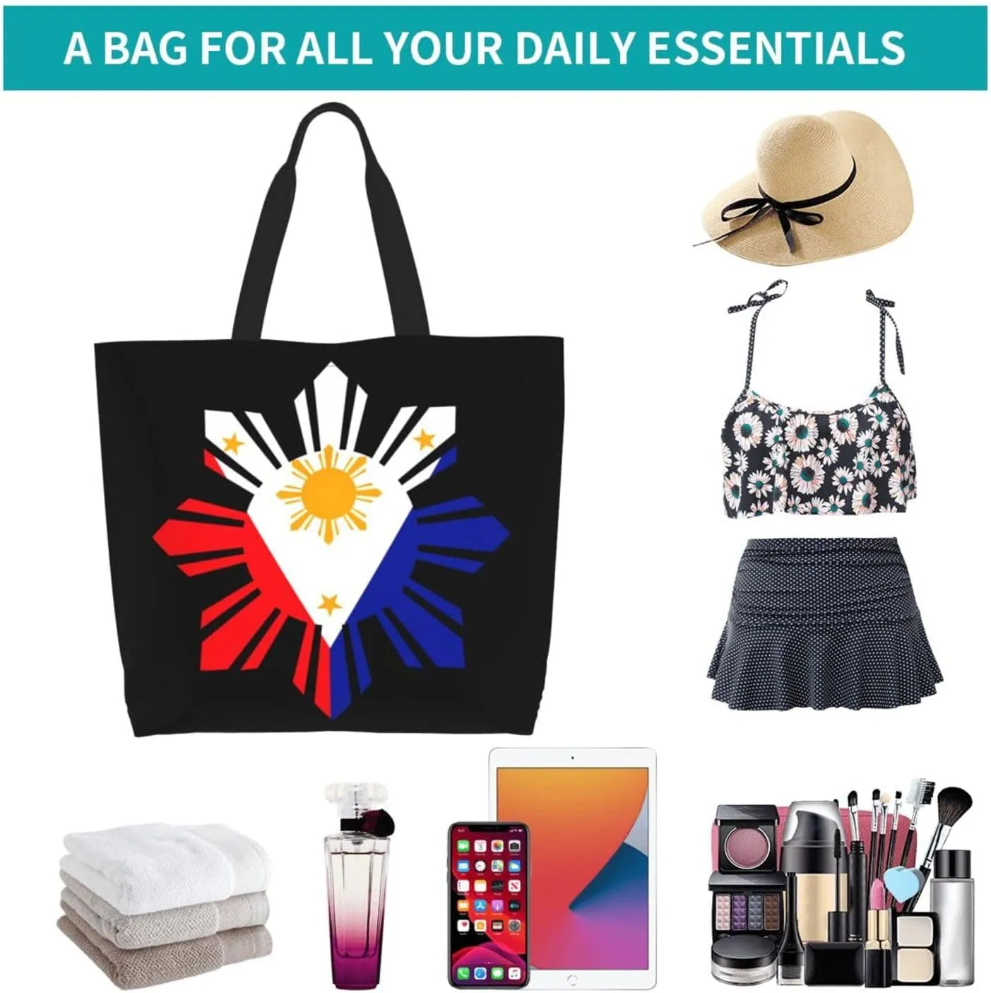Philippine Sun Flag Women's Tote Bag Large Capacity Single Shoulder Bags Handbag for Shopping Work