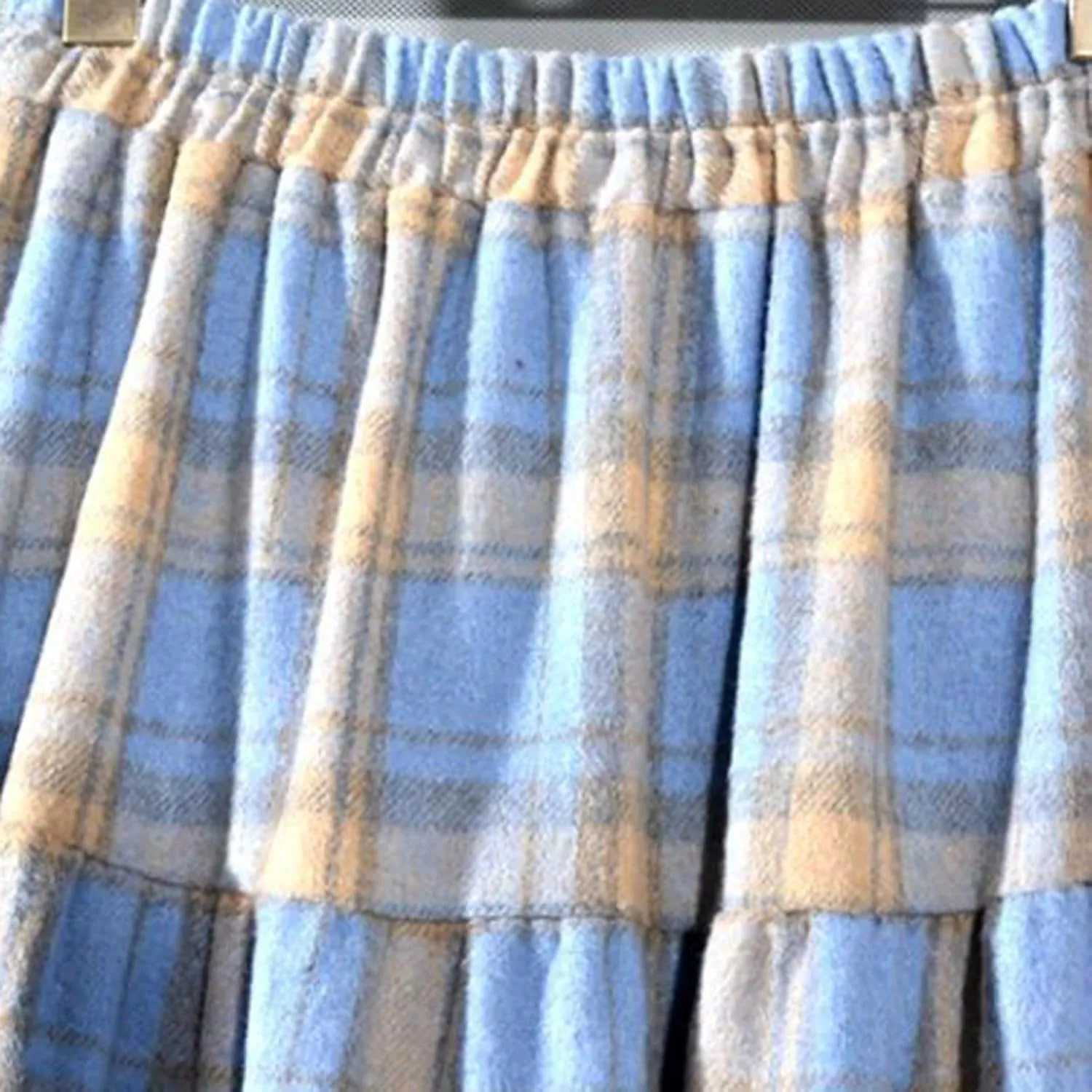 Plaid Skirt for Womens Elastic High Waisted A-Line Pleated Long Skirts 2025 Fashion Loose Vintage Knee Length Skirts