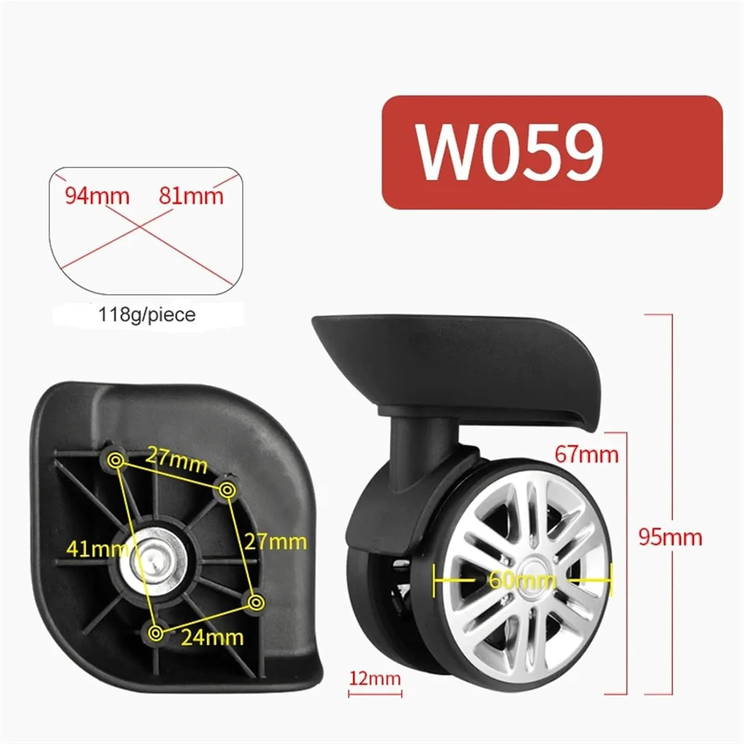 PONNYC Luggage Wheels Accessories, Suitcase Trolley Universal Wheel Casters Mute Repair Old Suitcase 1Pcs(HL 002)
