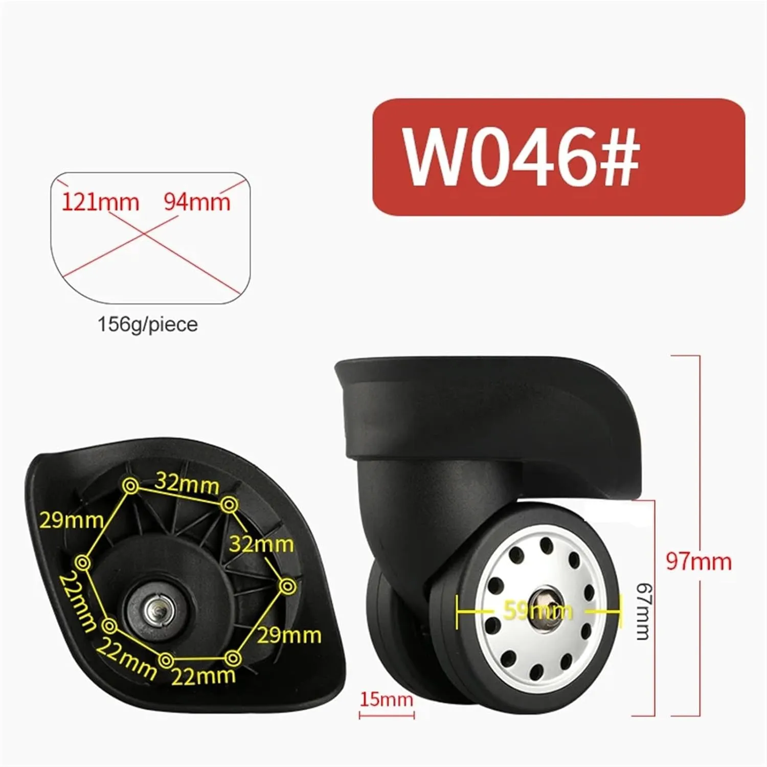 PONNYC Luggage Wheels Accessories, Suitcase Trolley Universal Wheel Casters Mute Repair Old Suitcase 1Pcs(HL 002)