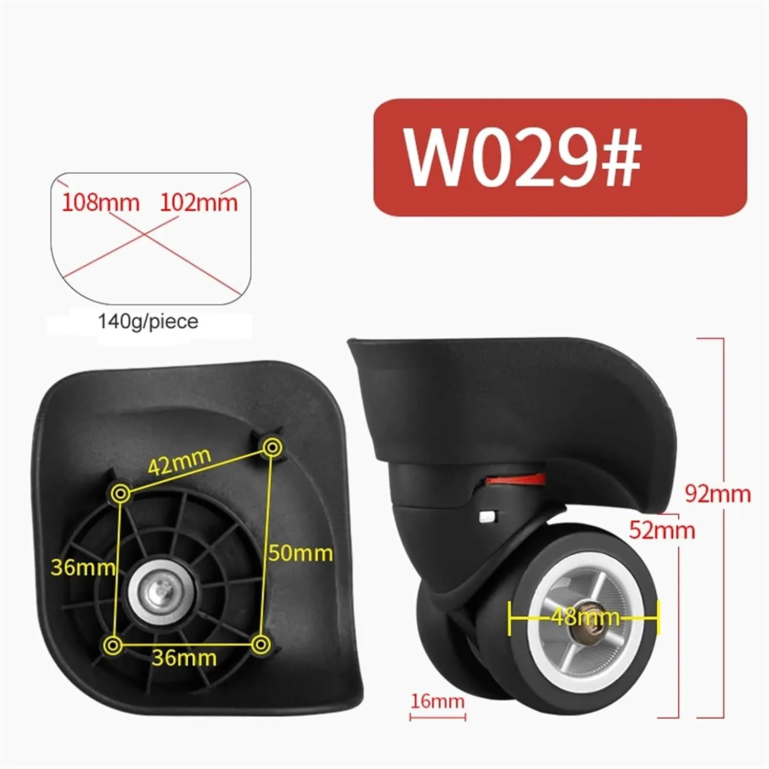 PONNYC Luggage Wheels Accessories, Suitcase Trolley Universal Wheel Casters Mute Repair Old Suitcase 1Pcs(HL 002)