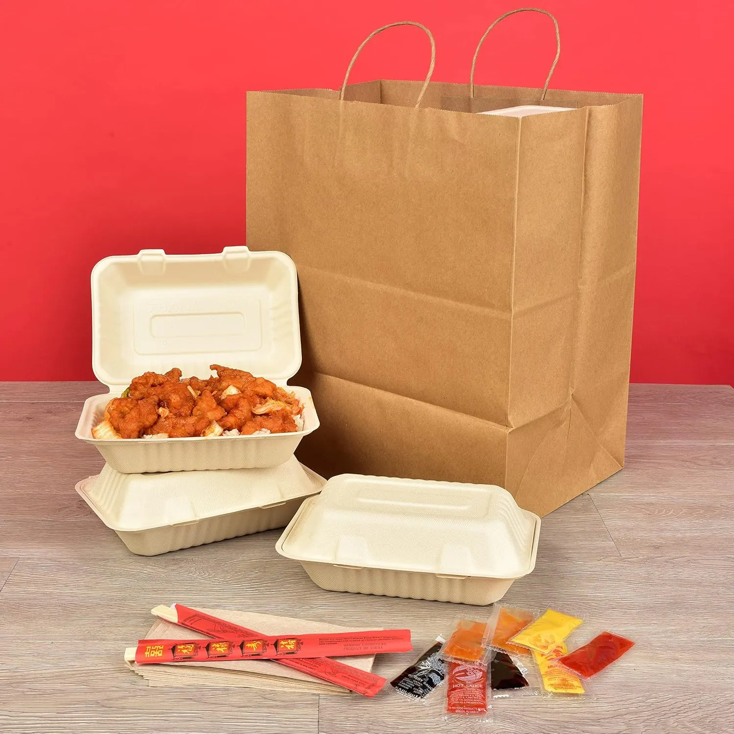 Prime Line Packaging Large Gift Bags with Handles, Kraft Shopping Totes for Small Business, Restaurants, Takeout, Delivery, Bulk, 14x10x16.5, 50 Pack
