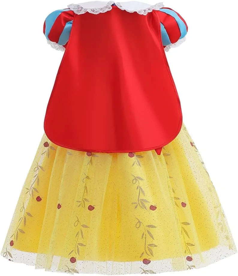 Princess Dress Up for Little Girls Snow White Birthday Party Halloween Costume Christmas Outfits (w/Accessories)