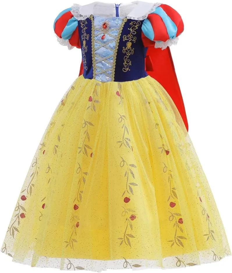 Princess Dress Up for Little Girls Snow White Birthday Party Halloween Costume Christmas Outfits (w/Accessories)