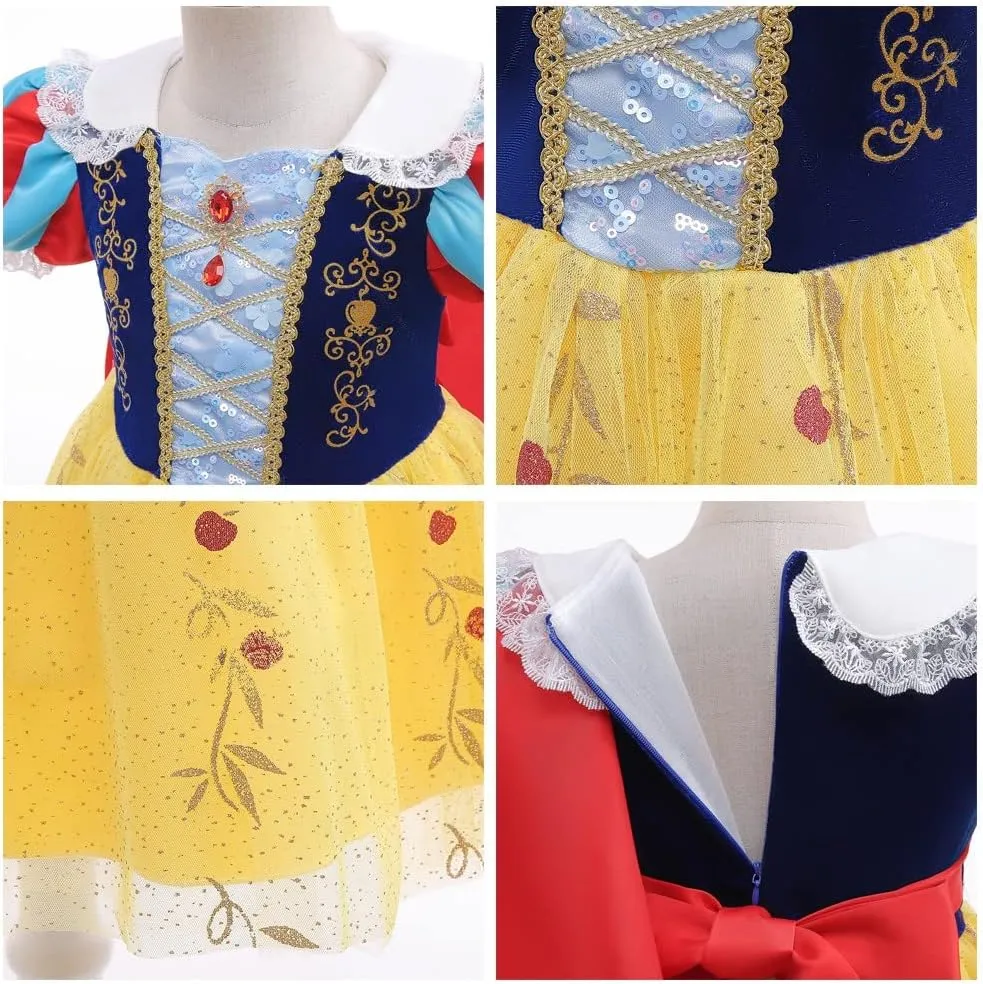 Princess Dress Up for Little Girls Snow White Birthday Party Halloween Costume Christmas Outfits (w/Accessories)