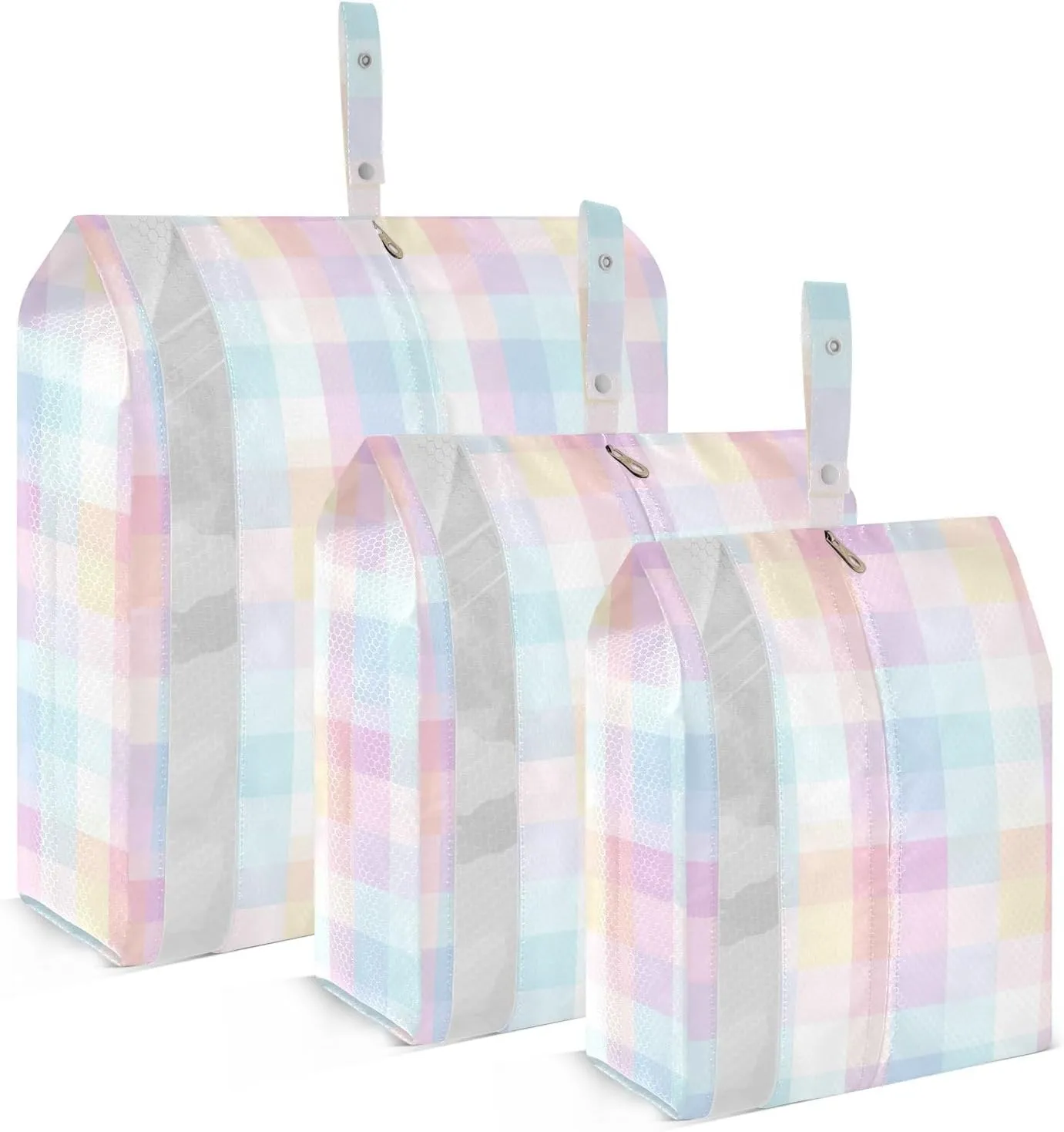 Rainbow Squares Packing Cubes for Travel 3 Set Travel Compression Bags Luggage Cubes for Travel Accessories
