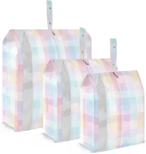 Rainbow Squares Packing Cubes for Travel 3 Set Travel Compression Bags Luggage Cubes for Travel Accessories