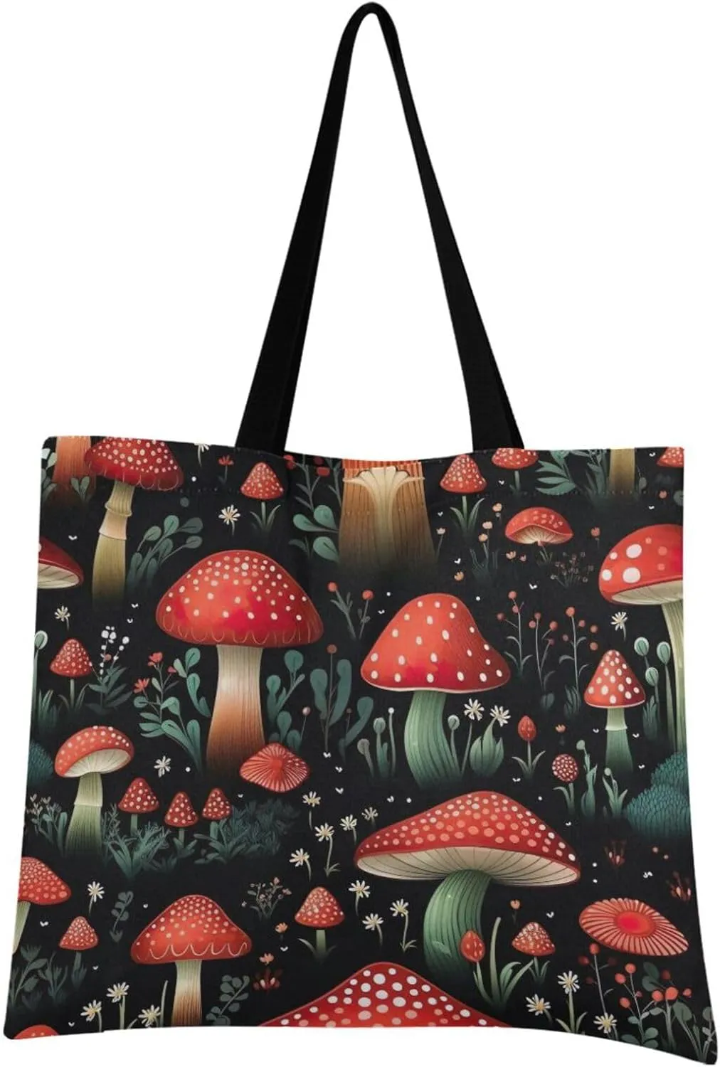 Red Mushroom Tote Bag for Women Girl Canvas Shoulder Handbags Reusable Grocery Bags Large Purse with Inner Pocket 214a5156