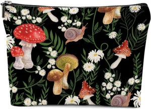 Retro Mushroom Makeup Bag, Mushroom Gifts Cosmetic Bag Mushroom Stuff Botanical Travel Pouch, Friendship Gifts for Women Girls Daughter Sisters Niece Friends Aunt Bestie Graduation Birthday Gifts