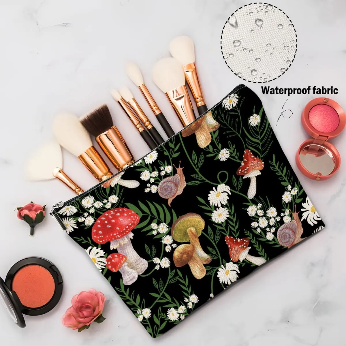 Retro Mushroom Makeup Bag, Mushroom Gifts Cosmetic Bag Mushroom Stuff Botanical Travel Pouch, Friendship Gifts for Women Girls Daughter Sisters Niece Friends Aunt Bestie Graduation Birthday Gifts