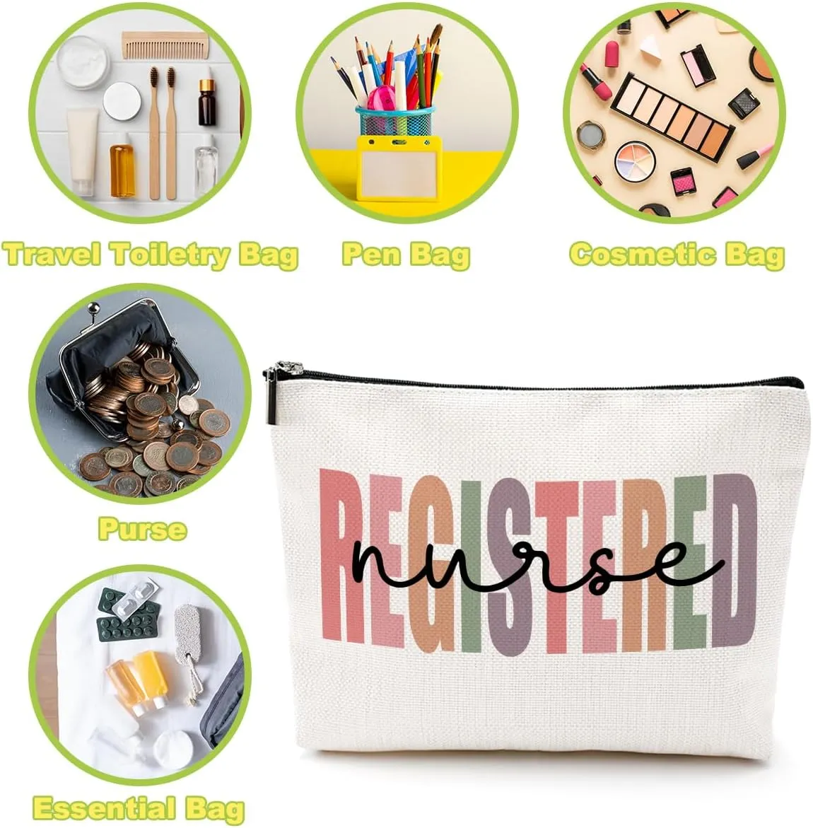 RN Nurse Bag - Nursing Accessories for Work, Graduation, Christmas & Appreciation - Cosmetic Makeup Bag for Women