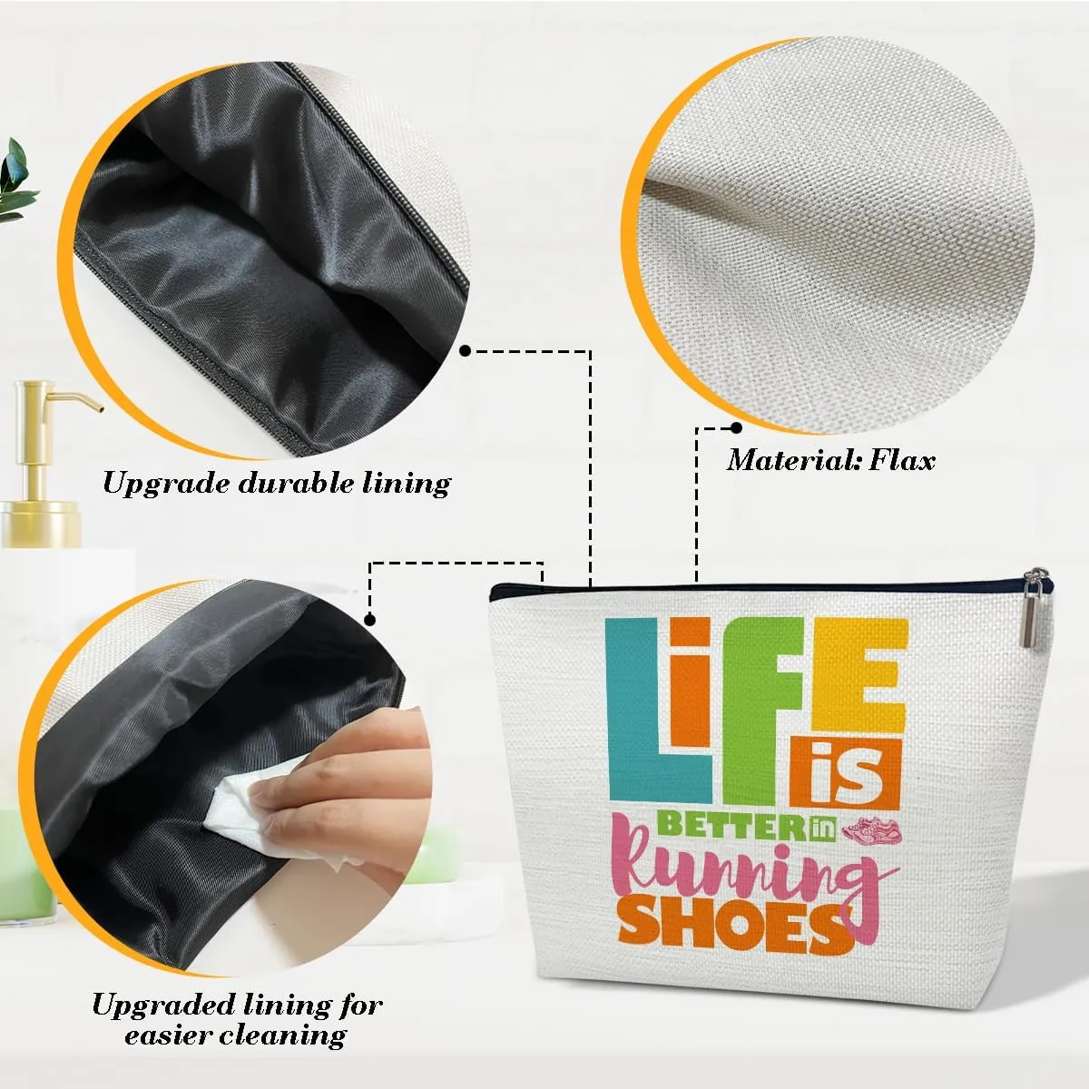 Running Gifts Makeup Bag, Sports Gifts for Marathon Lovers Women, Sports Accessories for Women, Life is Better in Running Shoes Cosmetic Bags for Purse