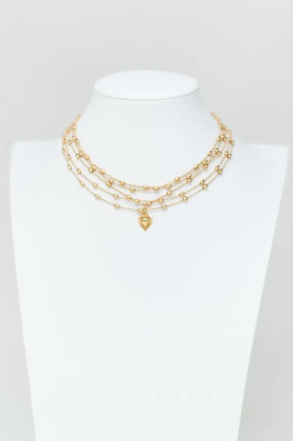 Santa Rosario Gold Five Layer Choker Necklace