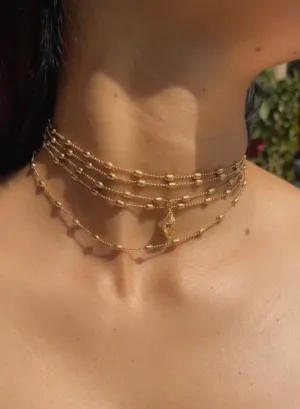 Santa Rosario Gold Five Layer Choker Necklace