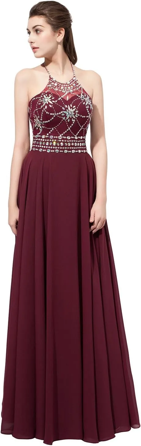 Sarahbridal Long Women's Formal Dresses Chiffon Pleated Backless Evening Gowns Sheath Flowy Prom Party Dress