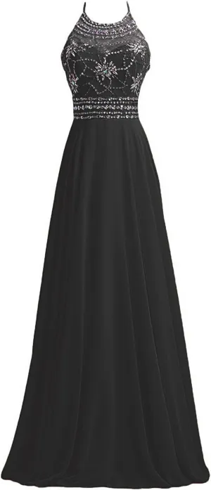 Sarahbridal Long Women's Formal Dresses Chiffon Pleated Backless Evening Gowns Sheath Flowy Prom Party Dress