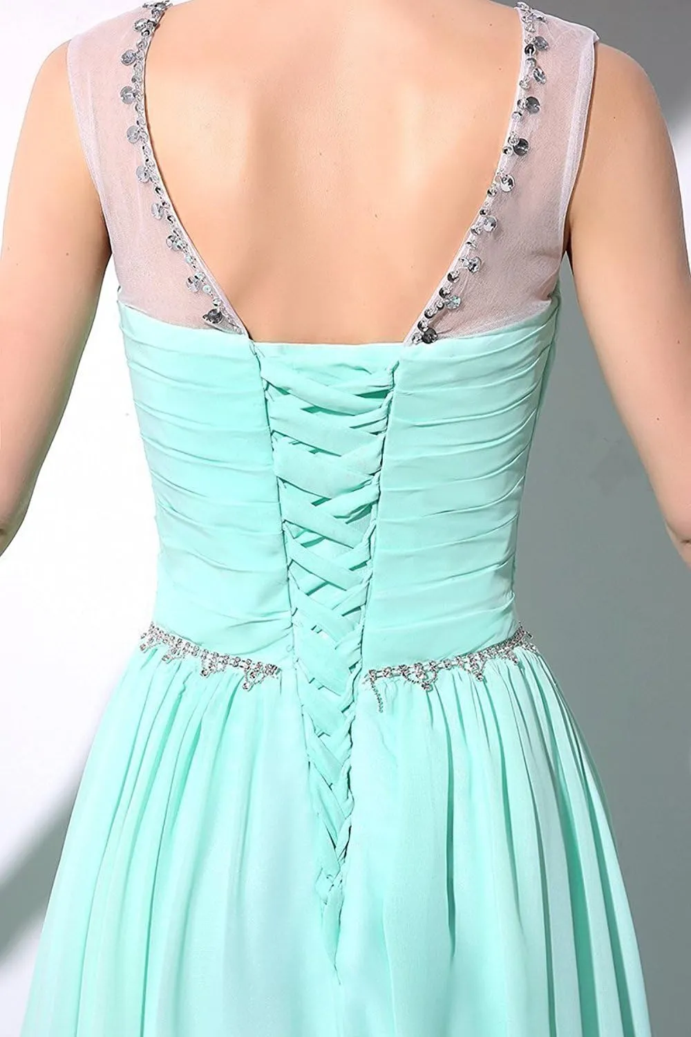 Sarahbridal Women's Beaded Bridesmaid Prom Dress Long Chiffon Evening Ball Gowns