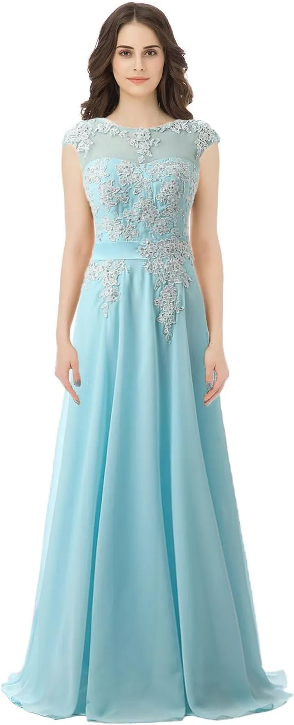 Sarahbridal Women's Long Prom Dress Chiffon Bridesmaid Dresses Ball Gowns SSD181