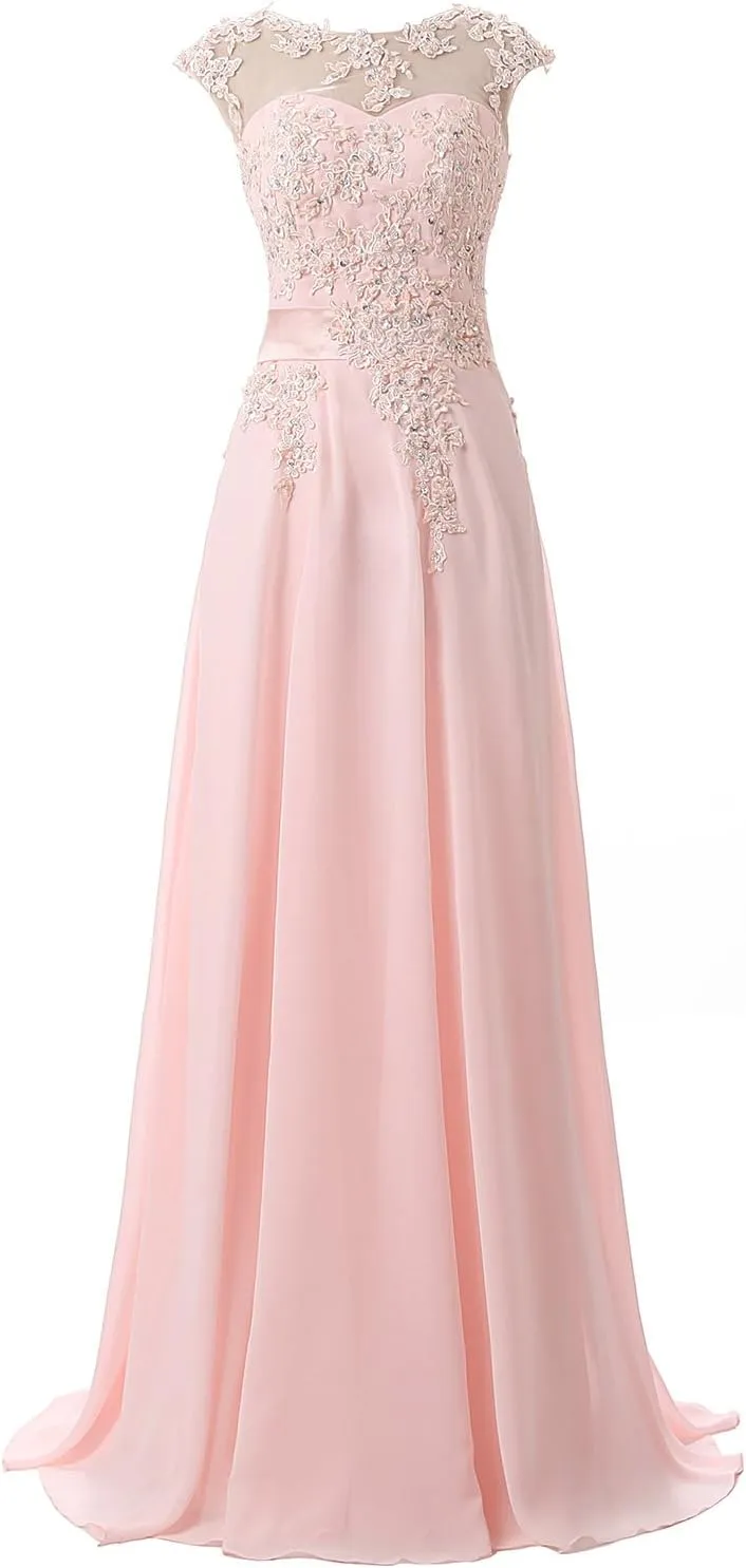 Sarahbridal Women's Long Prom Dress Chiffon Bridesmaid Dresses Ball Gowns SSD181
