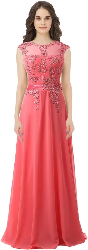 Sarahbridal Women's Long Prom Dress Chiffon Bridesmaid Dresses Ball Gowns SSD181