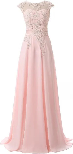 Sarahbridal Women's Long Prom Dress Chiffon Bridesmaid Dresses Ball Gowns SSD181