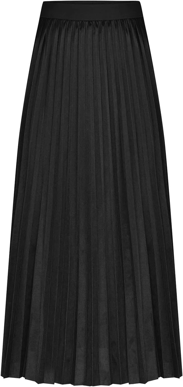 Satin Skirts for Women Silk Soft Smooth Skirt Solid Color Ruched Comfort Skirt Flowy Swing Stretch Skirts