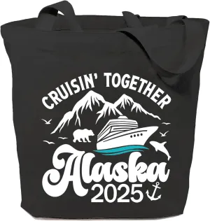 SAUIVD Alaskas Cruising 2025 Canvas Tote Bag for Women Funny Travel Bag Alaskas Cruise Gift Reusable Bag for Shopping
