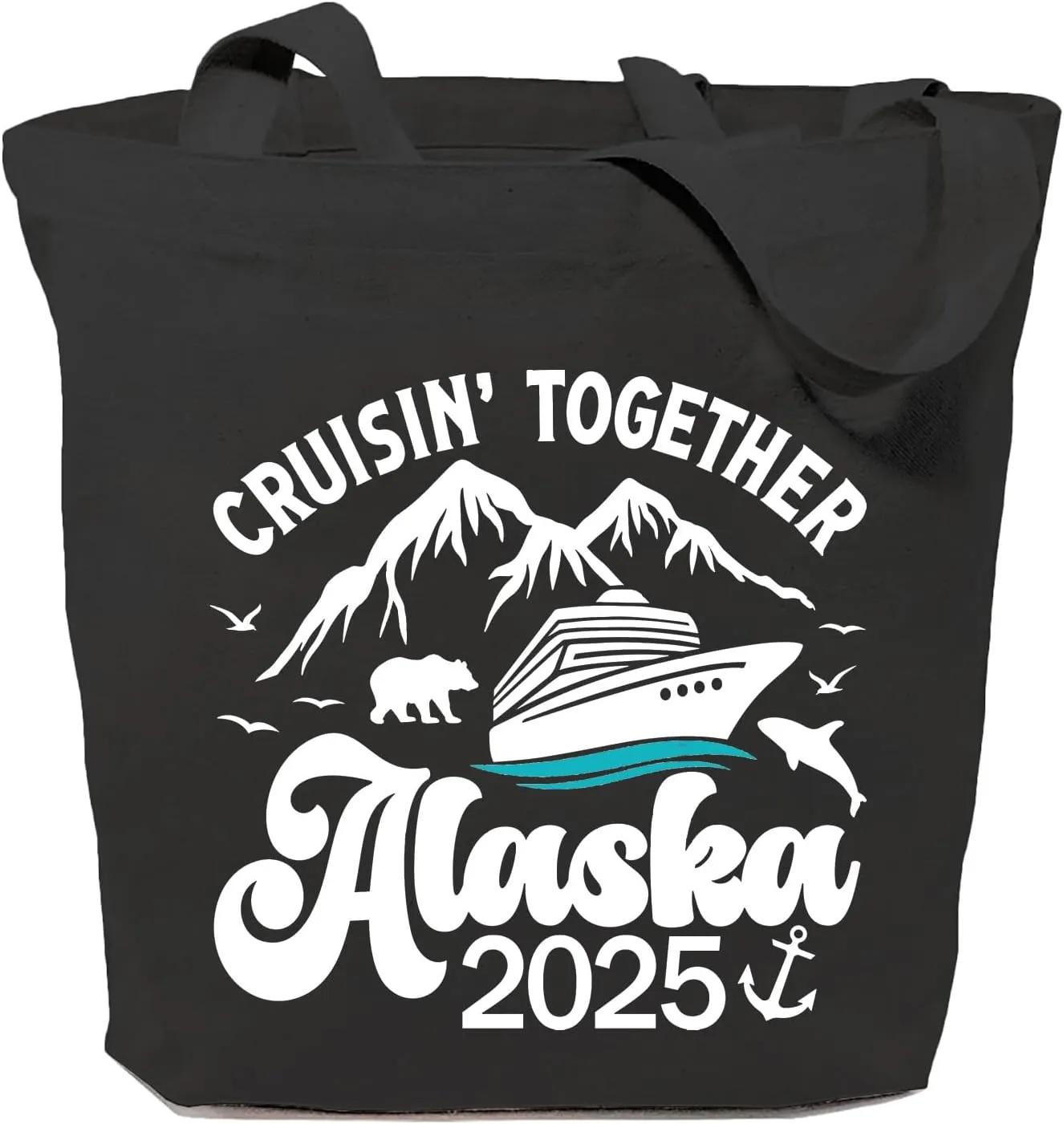SAUIVD Alaskas Cruising 2025 Canvas Tote Bag for Women Funny Travel Bag Alaskas Cruise Gift Reusable Bag for Shopping