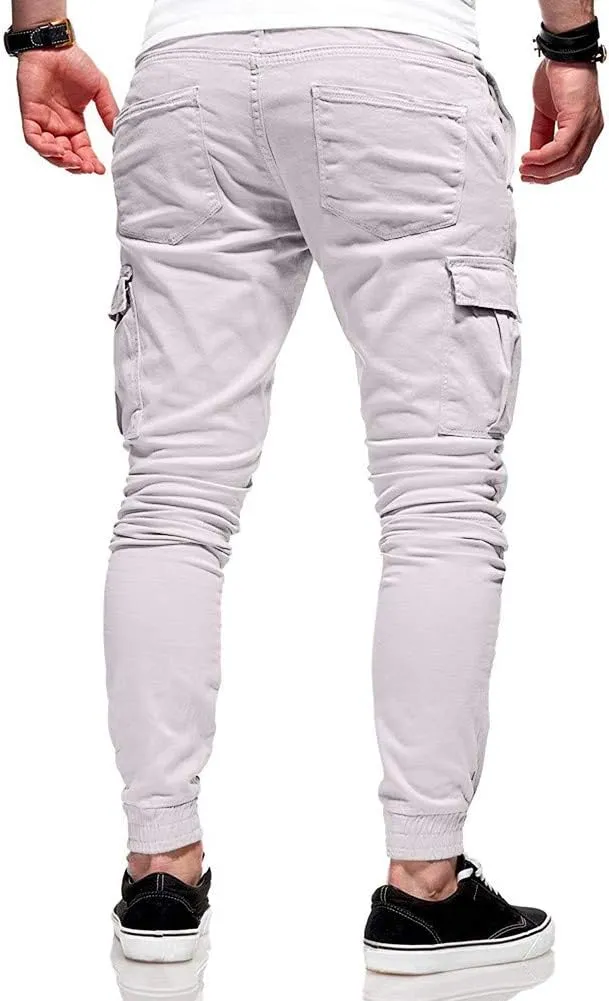 sdbrld Cargo Pants For Men Men's Fashion Outdoor Hiking Joggers Solid Drawstring Recreation Fitness Cargo Pants with Pocket