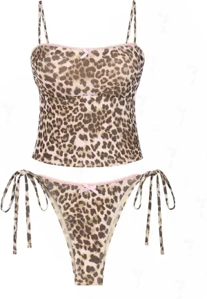 seamoly Gingham Cinched Back Bow Decor Tie Side Tankini Set
