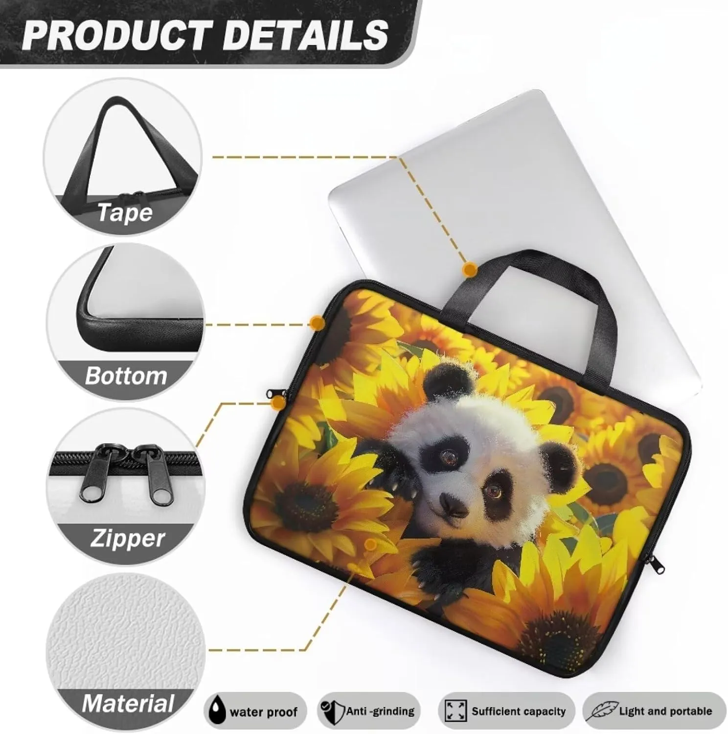 SEANATIVE Waterproof Computer Bag with Zipper Laptop Bag Tablet Shoulder Bag Computer Accessories Briefcase Handbag