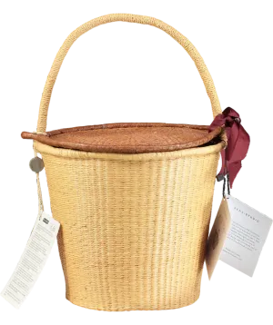 Sensi Studio Nude Handmade Straw Lidded Basket Bag