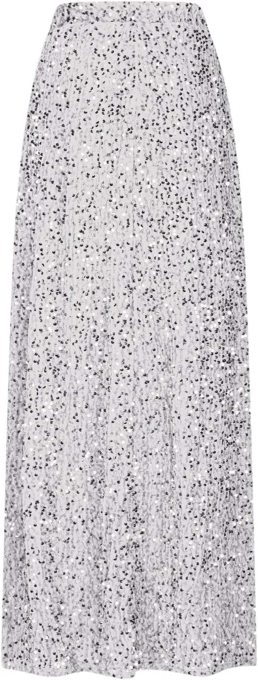 Sequin Long Skirts for Women Sparkly Plus Size Stretch Skirt Elastic Comfort Baggy Skirt Party Casual A Line Skirts