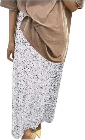 Sequin Long Skirts for Women Sparkly Plus Size Stretch Skirt Elastic Comfort Baggy Skirt Party Casual A Line Skirts