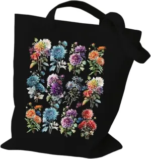 Shoulder Bag Wildflowers Canvas Tote Bag Women Daisy Rose Lavender Shopping Bag Student Plant Style Female Reusable