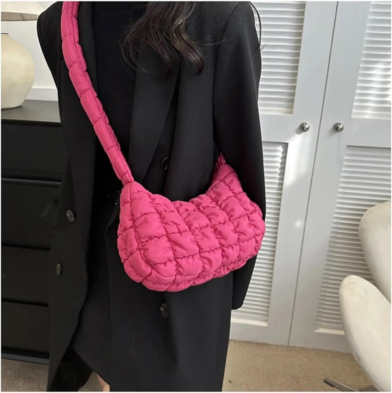 Shoulder Bags for Women Padded Bag Nylon Handbags Bucket Purse Cloud Bubbles Hobo Puffer Nylon Tote Bag