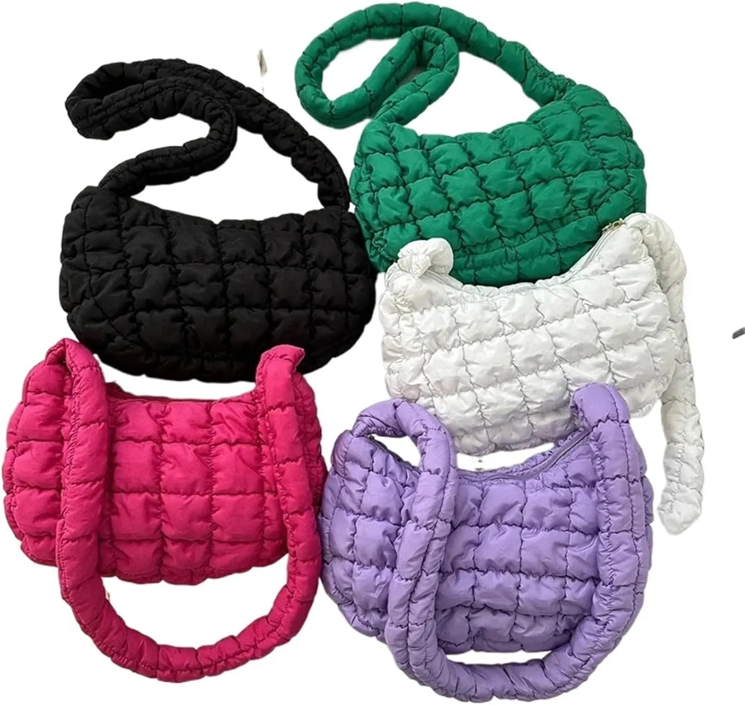 Shoulder Bags for Women Padded Bag Nylon Handbags Bucket Purse Cloud Bubbles Hobo Puffer Nylon Tote Bag