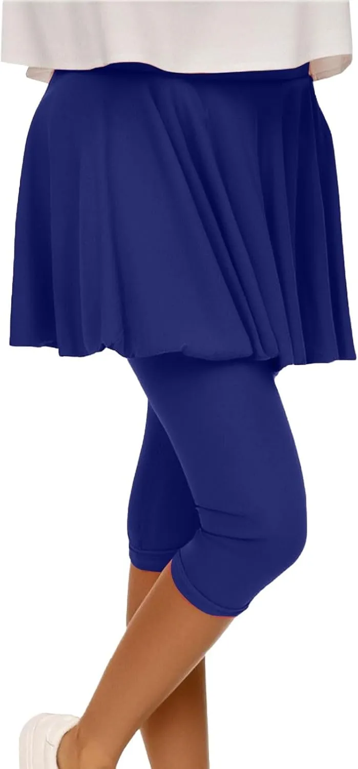 Skirted Leggings for Women 2025 Athletic Tennis Golf Skorts Capris Elastic Waist Workout Gym Yoga Legging with Skirt