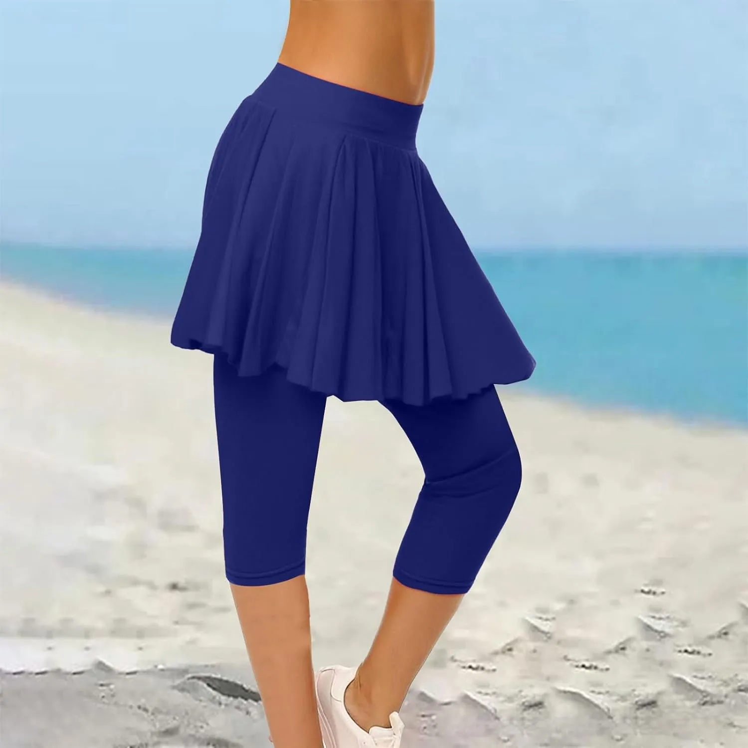 Skirted Leggings for Women 2025 Athletic Tennis Golf Skorts Capris Elastic Waist Workout Gym Yoga Legging with Skirt