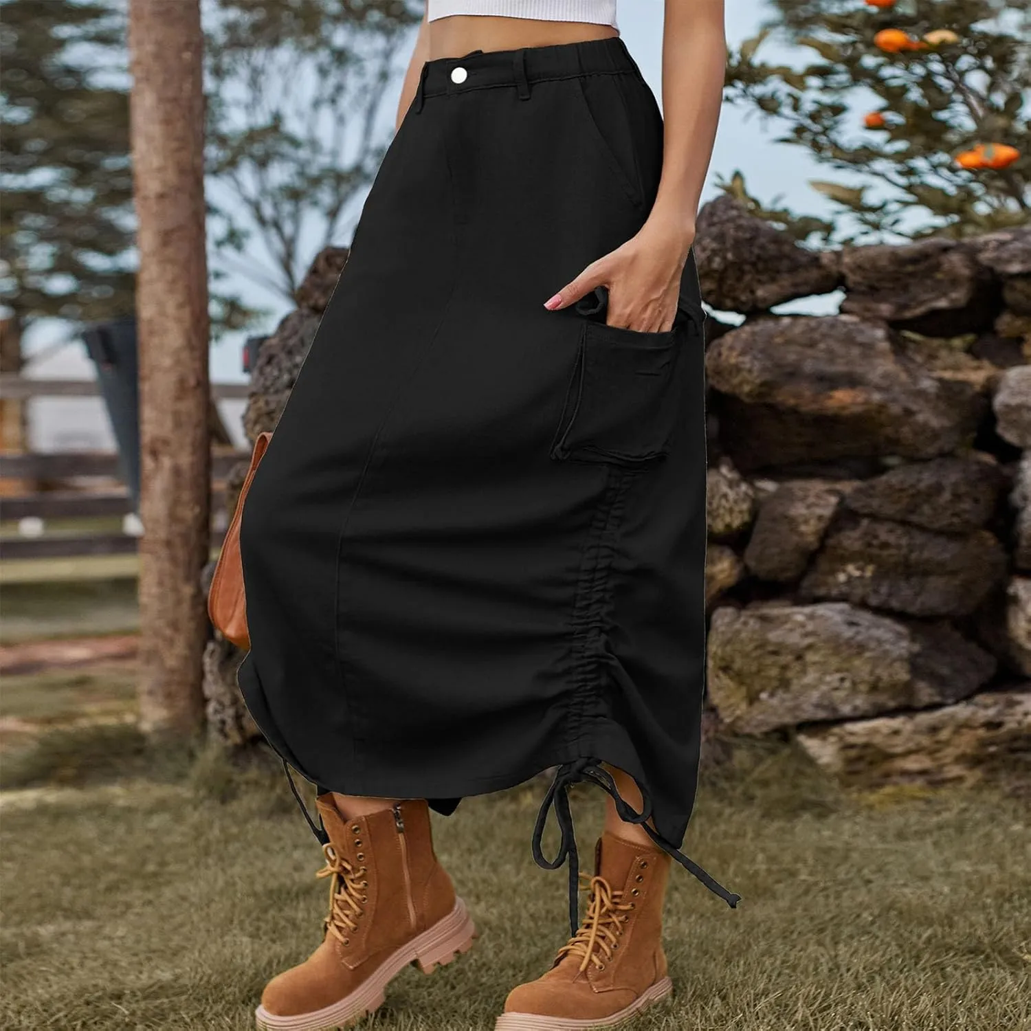 Skirts for Women 2024 Sexy Ruched Bodycon Skirt Above Knee Silky Hip-Wrapped Skirts Denim Drawstring Tight Skirt