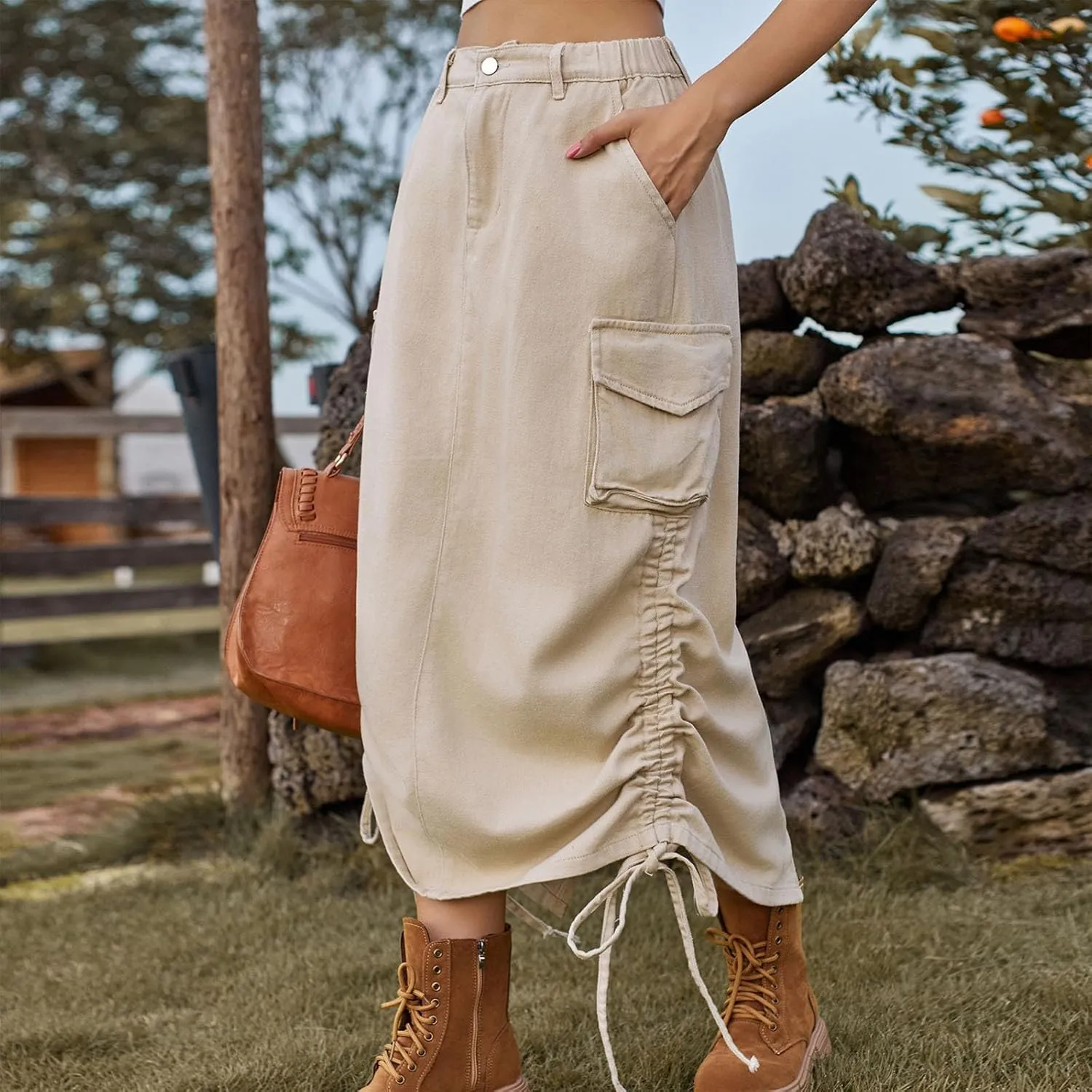 Skirts for Women 2024 Sexy Ruched Bodycon Skirt Above Knee Silky Hip-Wrapped Skirts Denim Drawstring Tight Skirt