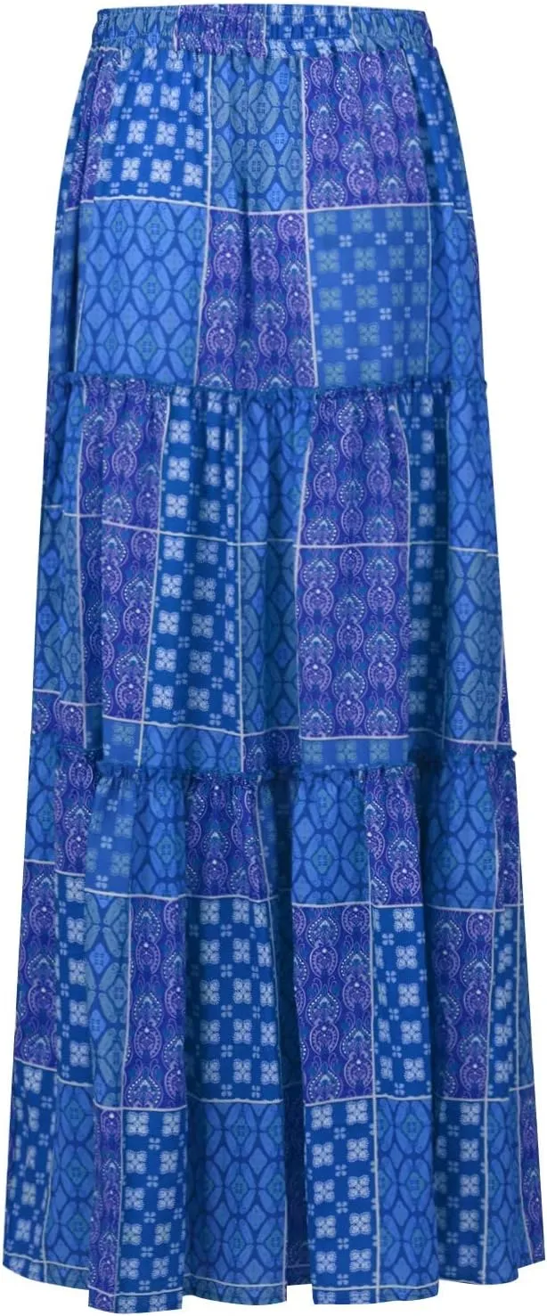 Skirts for Women,Womens Boho Maxi Skirt with Pockets Linen Flowy Long Skirts 2025 Elastic High Waisted Trendy